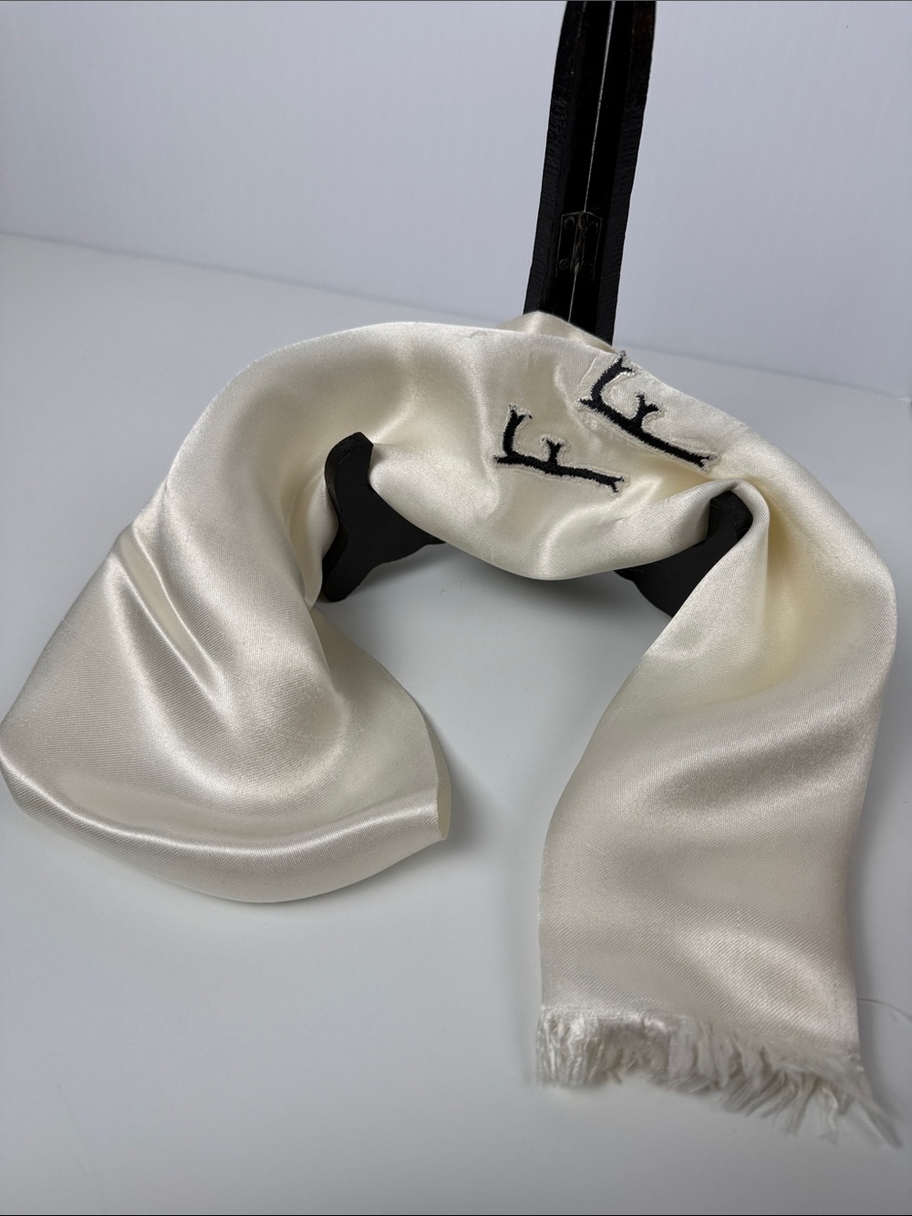 Silky Ivory Satin Scarf - Elegant Women's Accessory
